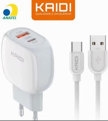 Carreg. Tomada KAIDI USBA-USBC 20W Tipo  ...