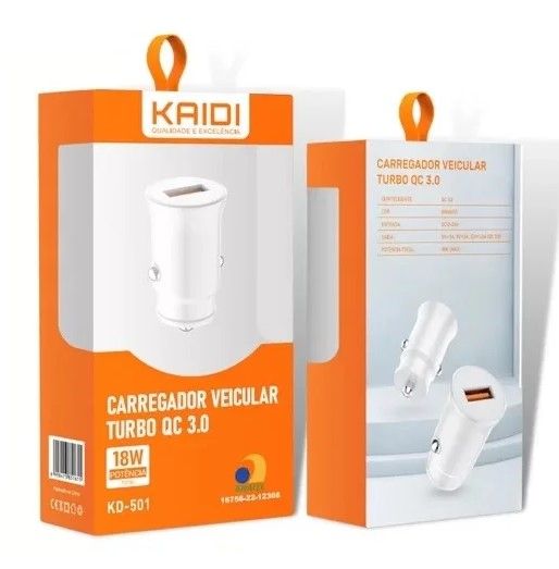 Carreg. Veicular usb 3.0 S/Cabo KD-501
