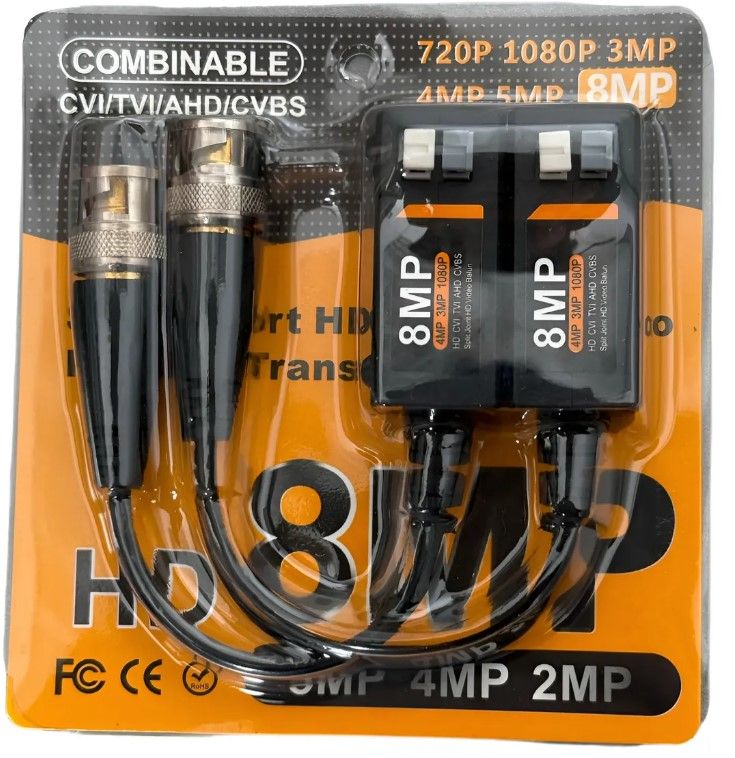 Conversor  Video Balun HD 8MP Par 