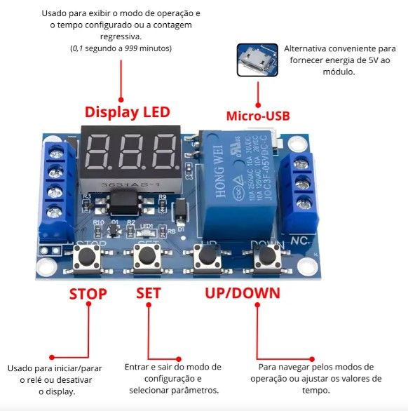 Modulo Temporizador Rele & Display Ajusta...